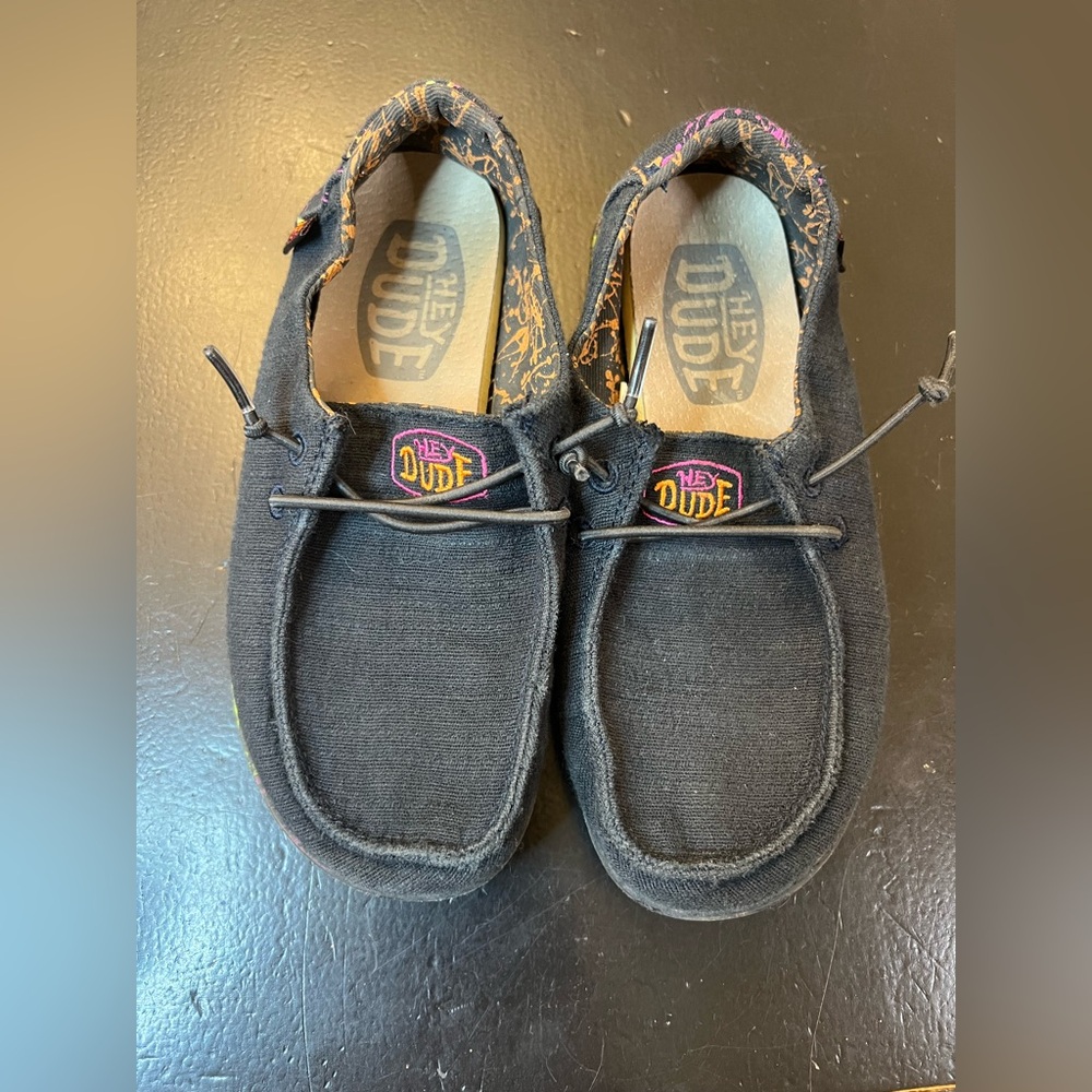 Hey Dude Wendy GLO Black Multicolor Sneakers Kids Sz 12 Youth